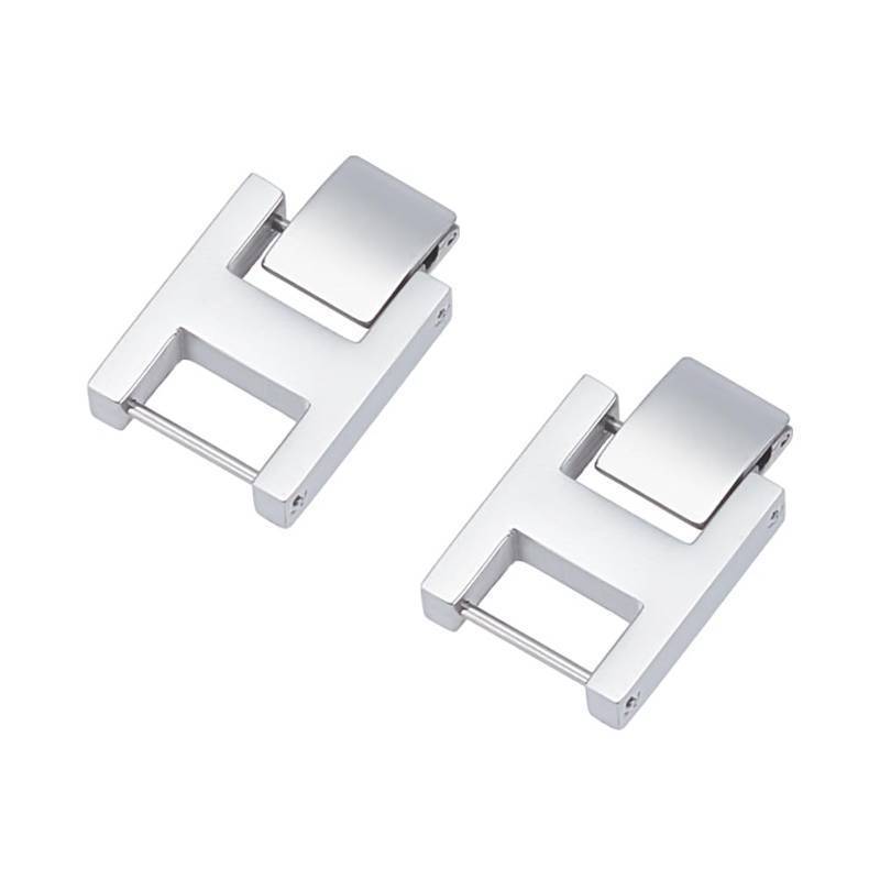 lot 35600 image: 2 PCS Silver Watch or Bracelet Fold Over Clasp Stainless Steel Watch Extension Clasp Square Metal Strap Replacement Accessories for Jewelry Making Women DIY Craft Supply,24x16mm - Retail $11