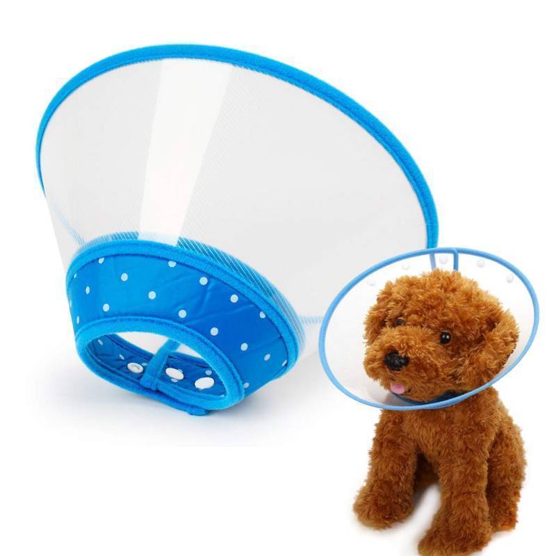 lot 35605 image: Pet Cone Recovery Dog Cone Adjustable Dog Collar Clear Padded Collar with Breathable Soft Edge, Plastic Puppy Cone Protect The Neck Surgery Recovery, Designed for Cats and Puppies (Medium, Blue) - Retail $8
