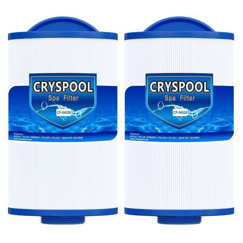 lot 44639 image: Cryspool 04026 Filter Compatible with 4CH-21, PTL18, PDM25P4, PTL18P4, FC-0121, 20245-238, SD-00845, 19 Sq. Ft Spa Filter Cartridge, 2 Pack, ONE OPENED. - Retail $29