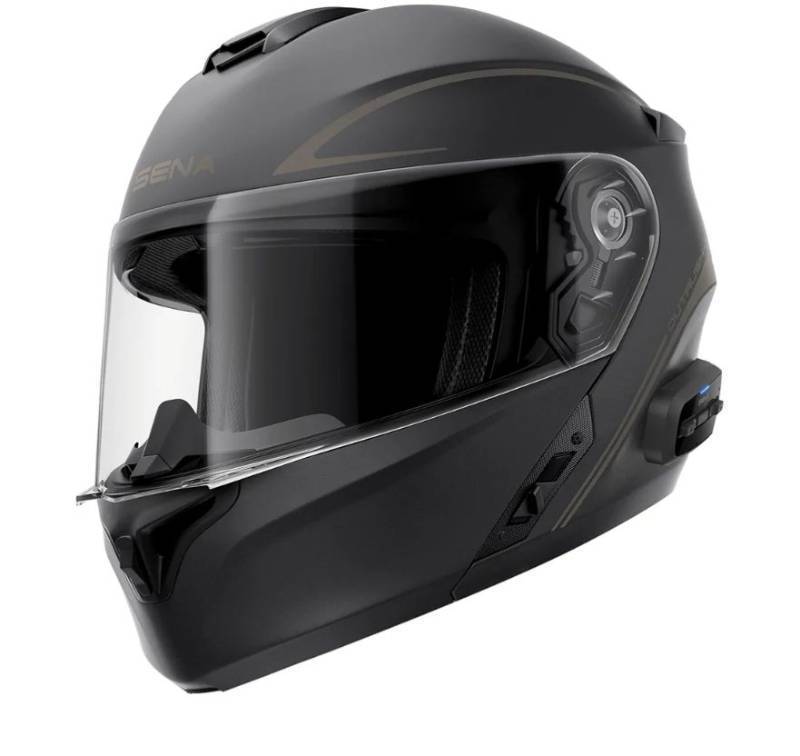 lot 55118 image: Sena Outrush R Bluetooth Modular Motorcycle Helmet with Intercom System, Small. - Retail $360