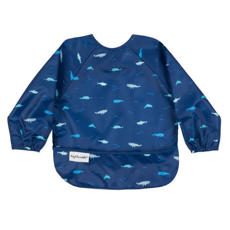 lot 55352 image: Tiny Twinkle Long Sleeve Bib for Babies & Toddlers  Waterproof Smock Bib for Eating  Machine Washable & Mess-Proof Feeding Essentials  Newborn Shower Gift (Ocean Life, 6��24M) - Retail $14