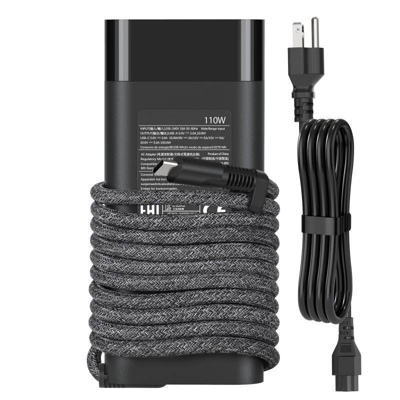 lot 55357 image: 110W USB-C Laptop Charger Compatible with HP ZBook Firefly 16 G9 G10 EliteBook 865 G9 860 G10 Dragonfly Pro Chromebook14 Ceramic White HP Elite Dragonfly G3 Series G3 Notebook PC AC Adapter - Retail $40