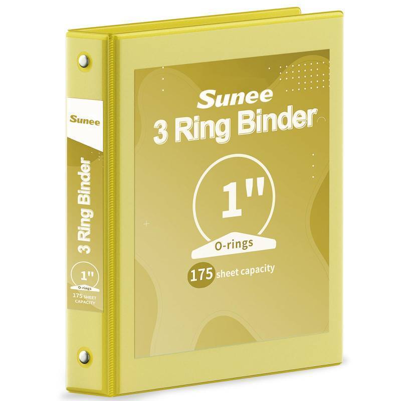 lot 55402 image: 3 Ring Binder 1 Inch 1 Pack, Clear View Binder Three Ring PVC-Free (Fit 8.5x11 Inches) for School or Office Supplies, Yellow - Retail $10