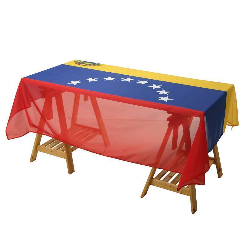 lot 55410 image: Rectangular Tablecloth Venezuela Venezuelans Flag Tablecloth Fade-Resistant Washable National Flag, Suitable for Kitchen Dining Family Gatherings and Outdoor Events,59 Inches  83 Inches. - Retail $21