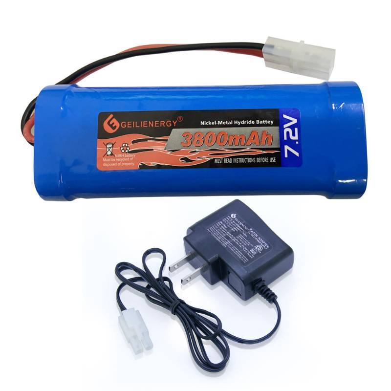 lot 55471 image: 7.2V RC Battery Pack(1 Pack) 3800mAh High Capacity 6-Cell NiMH Flat Battery Pack wStandard Tamiya Connector7.2V Smart Charger(1 PCS) - Retail $23