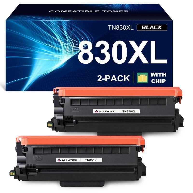 lot 55516 image: TN830XL Toner Cartridge Compatible Replacement for Brother DCP L2640DW L2647DW HL L2420DW L2460DW L2460DWXL L2465DW L2480DW L2865DW MFC L2820DW L2900DWXL L2980DW (2 Black) - Retail $44