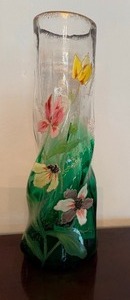 lot 103 image: Antique Mont Joye Glass, Legas Art Nouveau Vase, Produced by Saint-Hilaire Tourvier, de Vorreaux & Co, Pantin, France, Signed Nu