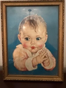 lot 113 image: Vintage Charlotte Becker Baby Print in Frame