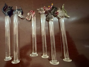 lot 116 image: Vintage Stirrers or Muddlers, Please See Pictures (dog is missing one ear)