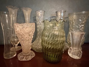 lot 144 image: Vintage EtchedCut Glass Vases