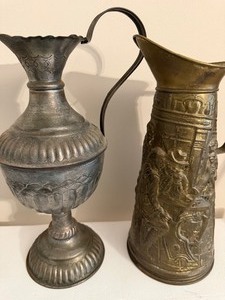 lot 163 image: Vintage Metal and Brass Urns