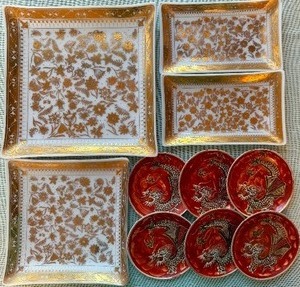 lot 170 image: Antique Plates, Dragon Saucers