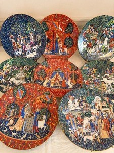 lot 209 image: Vintage HavilandParlon Limoges A La Licorne Plates, 9, Limited Editions