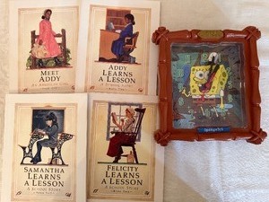 lot 222 image: American Girl Books and Sponge Bob Clock