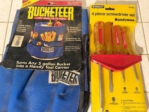 lot 251 image: Bucketeer Tool Carrier and Stanley 4-Piece Screwdriver Set, Both New