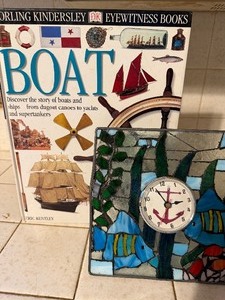 lot 257 image: Boat Book and Nautical Themed Stained Glass Clock