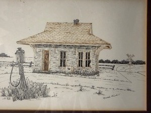 lot 268 image: Art - Framed, Filling Station, Martha Knudsen, 15 x 12