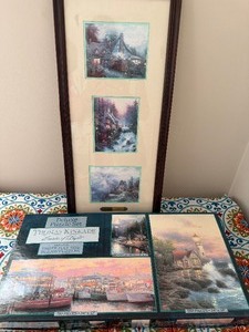 lot 281 image: Thomas Kinkade Wall Art and Puzzle Set