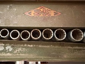 lot 282 image: S-K Socket Set (Partial) in Metal Box, Couple of Misc Pieces in Box