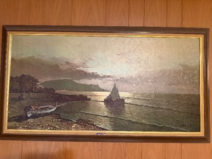 lot 355 image: Art - Moonlight Fishermans Village, A. Torrielli