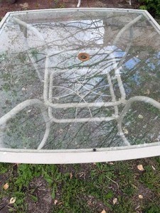 lot 608 image: Glass Top Patio Table
