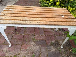 lot 610 image: Metal and Wood Patio Bench