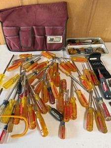 lot 621 image: Bucket Tool Bag, Screwdrivers and More