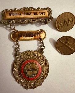 lot 373 image: Jewelry - Vintage Boiler Makers Brooch (one side needs a new ring) and Military Pins