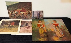 lot 412 image: Art wo Frames - Barn Scenes, Children