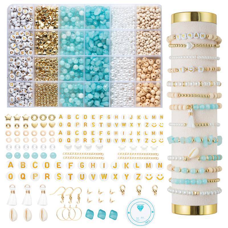 lot 1565 image: Xylise Jewelry Making Supplies Kit Natural Stone Beads for Irregular Natural Stone with for DIY Craft Bracelet Necklace Earrings for Adults (Blue)