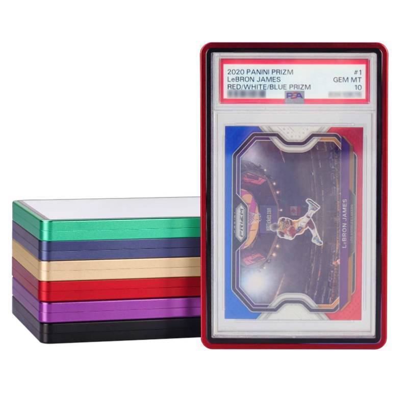 lot 2464 image: DiaoTu PSA Slab Bumper Case, Metal Graded Cards Slab Magnetic Protector for 35pt PSACGCCCIC Graded CardsScratch Resistant  Stackable  UV Resistant  RED