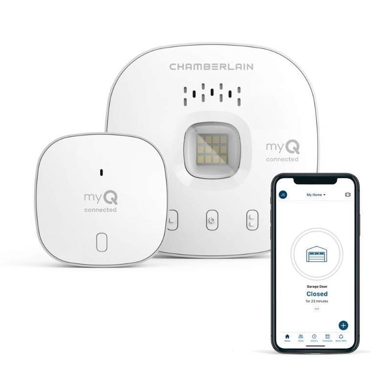 lot 2468 image: CHAMBERLAIN Smart Garage Control - Wireless Garage Hub and Sensor with Wifi & Bluetooth - Smartphone Controlled, myQ-G0401-ES, White
