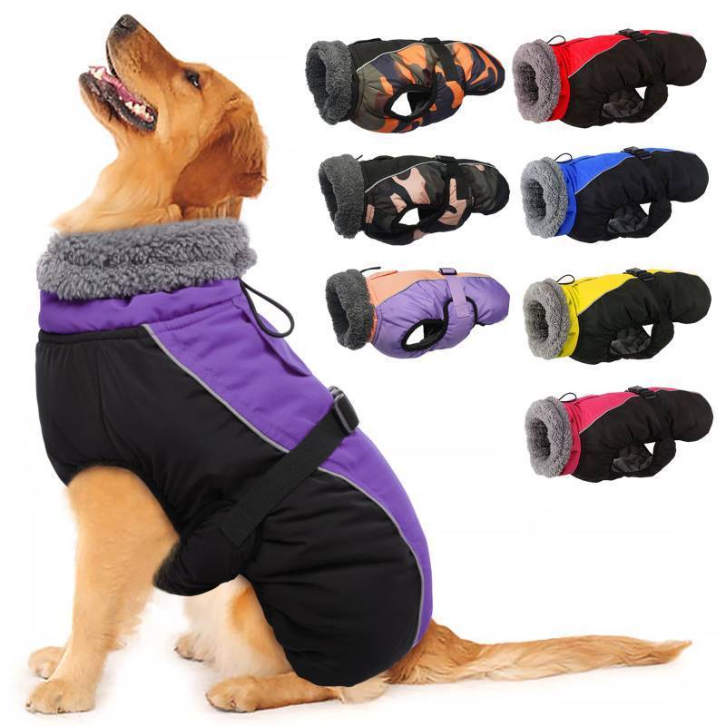 lot 2542 image: IECOii Extra Warm Dog Coat - Reflective Adjustable Dog Jacket with Buckle Fleece Turtleneck for Cold Weather - Soft Winter Coat for Small, Medium, Extra Large Dogs