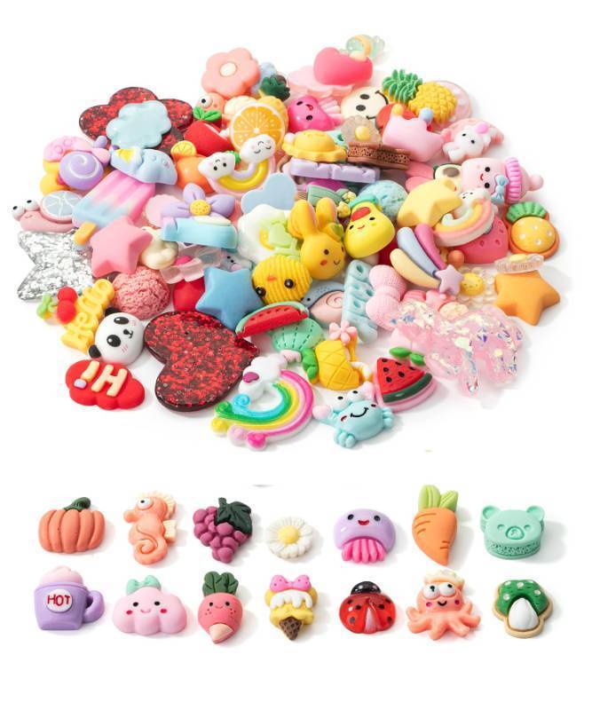 lot 2705 image: Mr. Pen- Cute Slime Charms, 100 pcs, Kawaii Flatback Resin Charms for Crafts, Mini Decoden Embellishments for Phone, Junk Cases, Scrapbooking & DIY Decoration, Easter Egg Fillers
