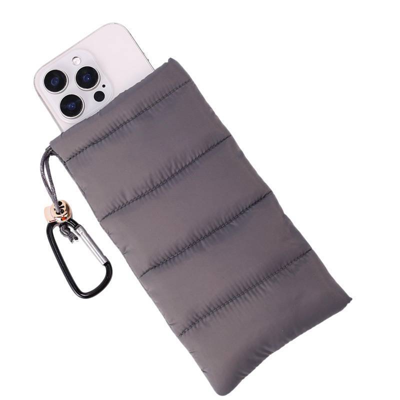 lot 3030 image: Lyreh Thermal Phone Pouch, Down Cotton Warm Phone Case Cover Bags Prevents Freezing & Overheating Protector Cellphone Pouch with Carabiner Ideal for Outdoor Camping Hiking Skiing (Grey)
