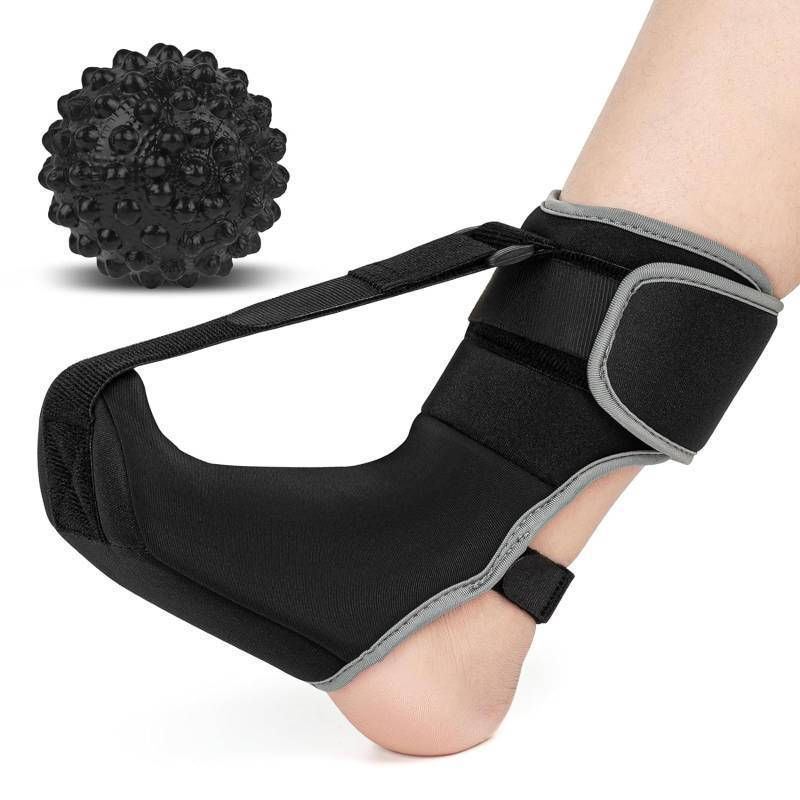 lot 3214 image: Plantar Fasciitis Night Splint Sock with Massage Ball for Plantar Fasciitis Relief, Soft & Comfortable Foot Brace for Achilles Tendonitis Heal Spur Foot-drop Flat-arch for Women and Men, Large-Black