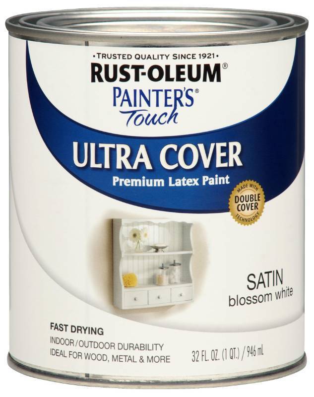 lot 3393 image: Rust-Oleum 267330 Painters Touch Latex Paint, Quart, Satin Blossom White