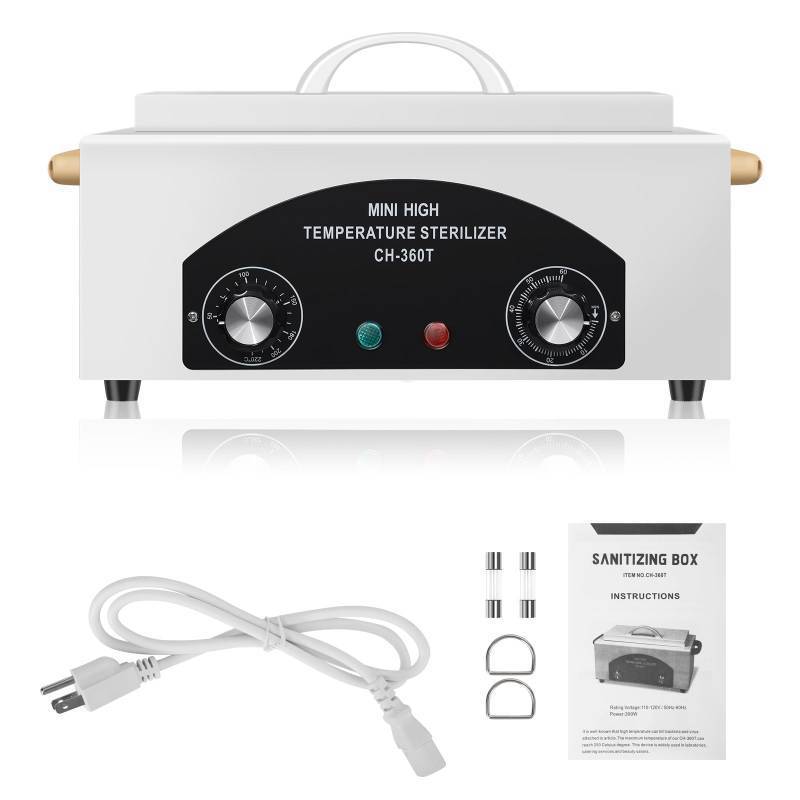 lot 3723 image: High Temperature Metal Tool Cleaning Box, 110V 300W 1.5L with Timer Manicure Pedicure SPA Salon Barber Equipment for Sundry Beauty Hair Nail Metal Tools with Handle - Retail $37