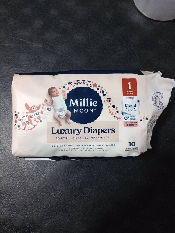 lot 1287 image: Millie Moon Luxury Disposable Diapers 9ct