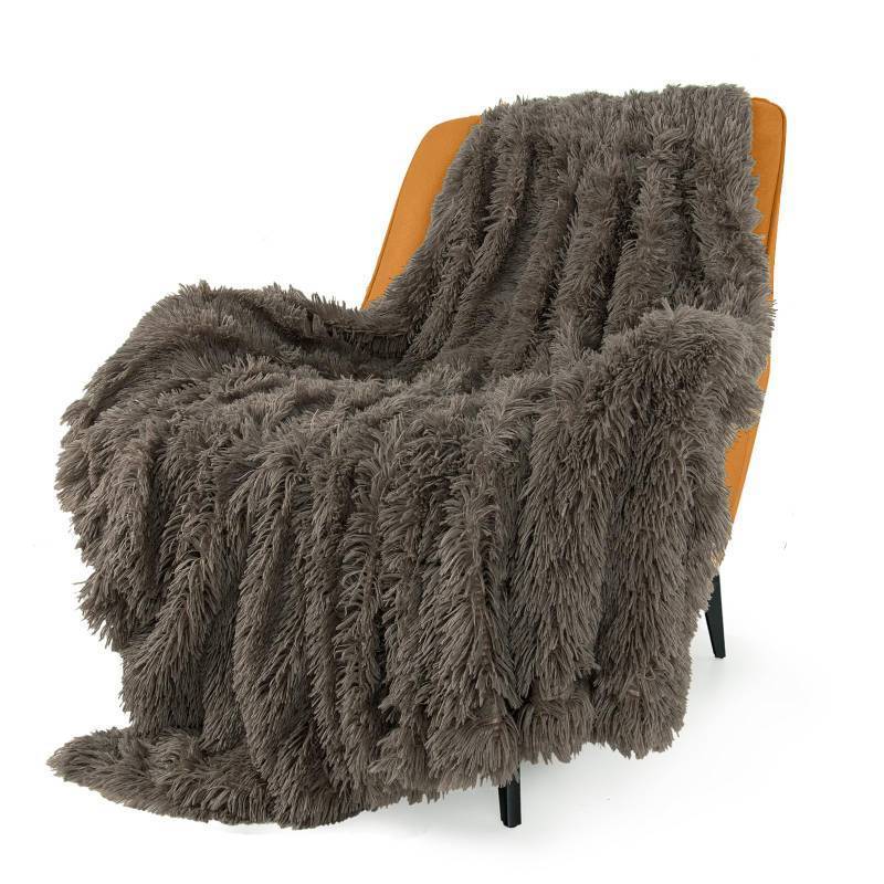 lot 4118 image: TOONOW Extra Soft Fuzzy Faux Fur Throw Blanket 50x60, Reversible Lightweight Fluffy Cozy Plush Comfy Microfiber Fleece Decorative Shaggy Blanket for Couch Sofa Bed, Dark Brown