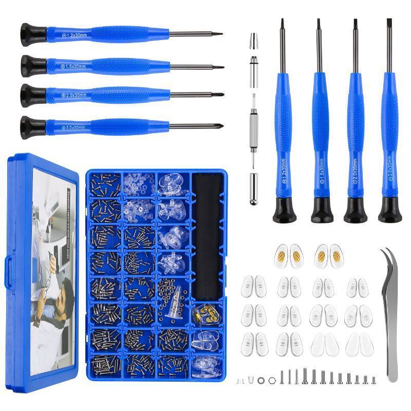 lot 4919 image: Upgrade Version Magnetic Eye Glass Repairing Kit, Eyeglass Repair Tool Kit with Compact Screw Box Include Nose Pads, Precision Screwdriver Set, Screws, Tweezer for Eyeglass, Sunglass, Spectacles Watch - Retail $12