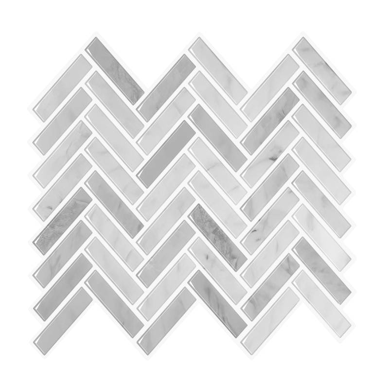 lot 5266 image: VEELIKE 12 Sheets Grey Herringbone Backsplash Tile Peel and Stick Wall Tiles for Bathroom Kitchen Back Splash Stick on Tiles 12x12 Renter Friendly Backsplash Peel and Stick Tile for Kitchen Island - Retail $37
