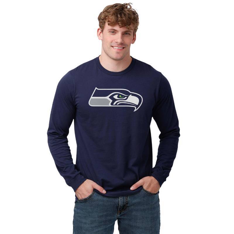 lot 5439 image: FOCO Seattle Seahawks NFL Mens Primary Logo Long Sleeve T-Shirt - Navy - XL - Retail $42