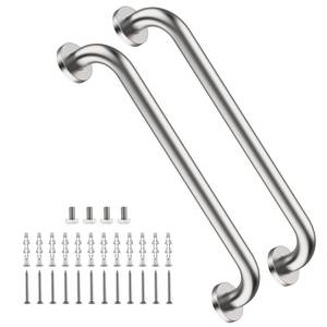 lot 7570 image: 2 Pack 16 Inch Shower Grab Bar Satin Brushed Nickel, ZUEXT Stainless Steel Safety Grab Bar Handle, Bathroom Balance Bar, Safety Hand Rail Support - Handicap, Elderly, Injury, Senior Assist Bath Handle - Retail $20