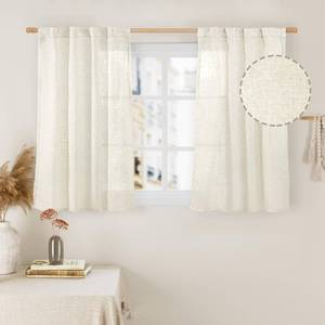 lot 7575 image: LAMIT Linen Curtains 40 Inch Length 2 Panels, Cream Ivory Semi Sheer Light Filtering Panels Back Tab and Rod Pocket Neutral Drapes for BasementWindowLoft Room, 34 x 40 Inch - Retail $13