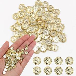 lot 7595 image: 100 Pieces Miniature Coins for Crafts Dollhouse Tiny Fake Gold Coins for Dollhouse Fairy Garden Micro Landscaping - Retail $10