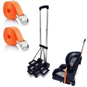 lot 7599 image: Car Seat Travel Cart for Airport, Foldable Car Seat Dolly & Roller, 90lbs Capacity Car Seat Carrier for Airport Travel, Compact Stowable Base Plate, Universal Fit for Most Brands - Retail $38