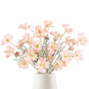 lot 7630 image: 6PCS Cosmos Silk Flowers 24 Fake Wild Flowers Light Pink Daisy Flowers with Stems for Wedding Party Kitchens Home Decorations(Light Pink) - Retail $20