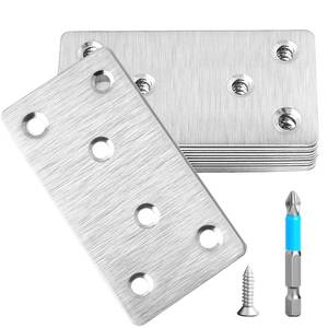 lot 7650 image: Anterrific 3 Pcs Mending Plate, 3.94 x 1.97 inch Stainless Steel Flat Plates with Holes, Straight Metal Mounting Braces Brackets Kit for Furniture, Wood Joint Connector (Silver, 3.94 inch) - Retail $8