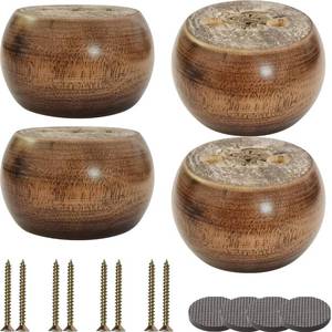 lot 7656 image: Btibpse 2 Inch Wood Sofa Furniture Legs Round Walnut Bun Feet 2 Inch Tall Legs Replacement for SofaCouchOttomanLoveseatCabinet with Screw Set of 4 (Diameter 2.7inch, Walnut) - Retail $13